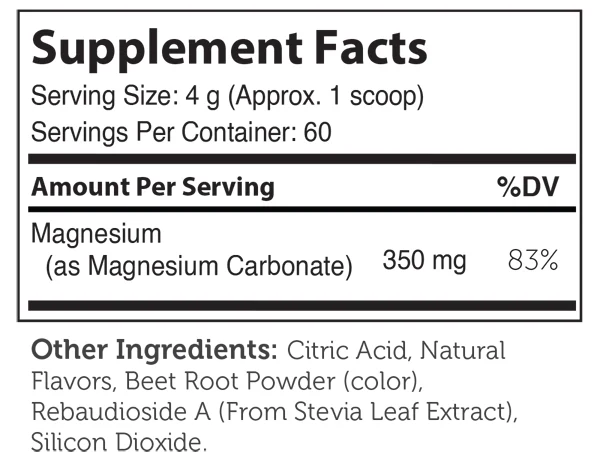 Zahlers Magnesium Citrate Powder - Raspberry Lemon Flavor - 8.5 oz