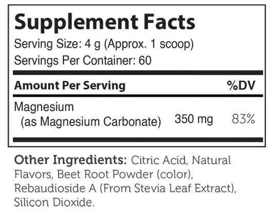 Zahlers Magnesium Citrate Powder - Raspberry Lemon Flavor - 8.5 oz