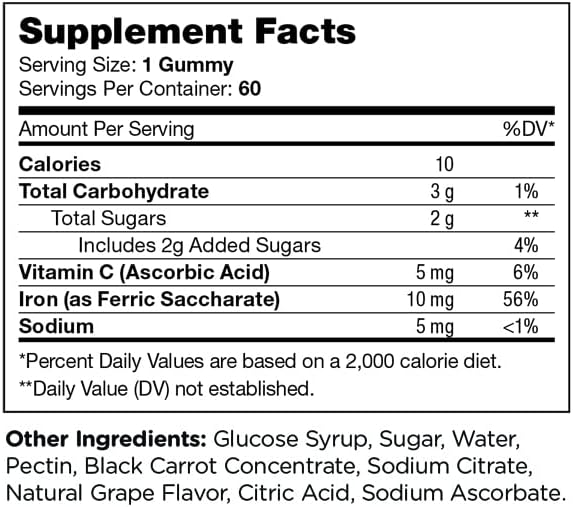 Zahler Chapter Six Iron Gummies, Iron Supplement with Vitamin C for Adults, Kosher, 60 Flavored Gummies (10MG)