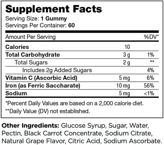 Zahler Chapter Six Iron Gummies, Iron Supplement with Vitamin C for Adults, Kosher, 60 Flavored Gummies (10MG)
