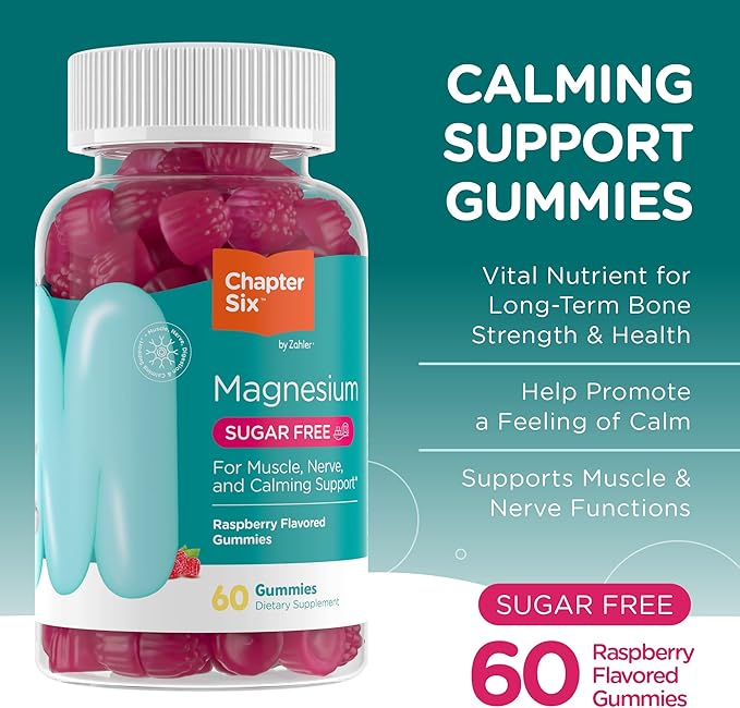 Zahler Magnesium Gummies - Sugar Free Magnesium Citrate Gummies for Muscle, Nerve and Calm Support (60 Count)