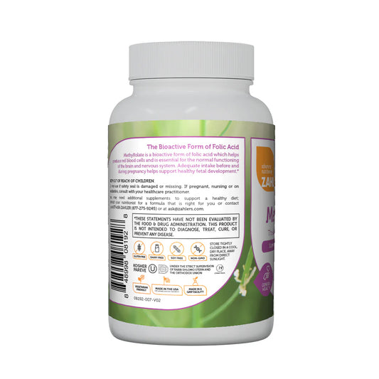 Zahler Methylfolate - Supports Healthy Fetal Development and Genetic Health 1,000 mcg DFE, 60 Capsules