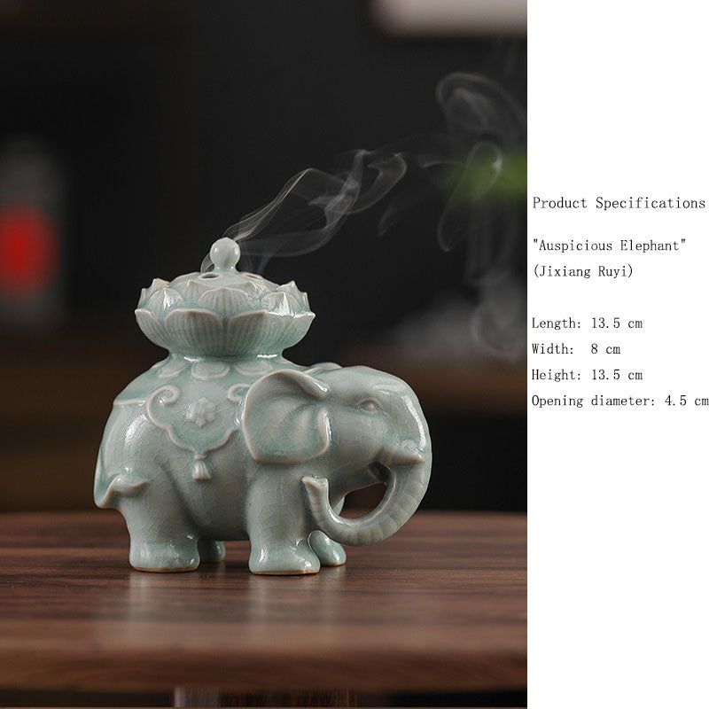 Ceramic Censer for Coil Incense – Song-Style Yue Ware & Ru Ware, Zen Tea Ceremony & Meditation Decor B Ru ware