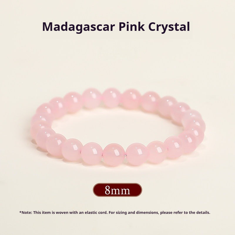 Natural Rose Quartz Bracelet – Pink Crystal Beaded Stretch Bangle for Friendship & Love (6/8/10/12mm) Madagascar Pink Crystal 8MM