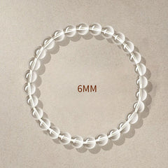 Natural Clear Quartz Bead Bracelet –Transparent White Crystal Stretch Strand, 6/8/10/12mm 6MM