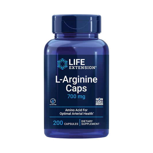 Life Extension L-Arginine Caps, 700 mg, Vitamin C & Amino Acid for Optimal arterial Health, Supports Heart & Immune Health, Healthy Tissue & Bones, 200 Capsules
