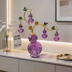Purple K9 Crystal Gourd Ornament – "Five Blessings" Feng Shui Decor for Living Room, Entryway & Office
