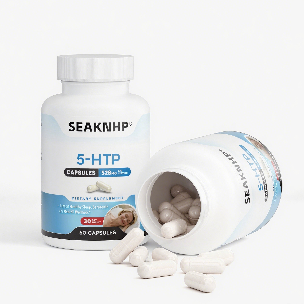 Seaknhp 5-HTP 60 Capsules Supports Emotional Well-being and Comfort and Promotes Strength in Muscles