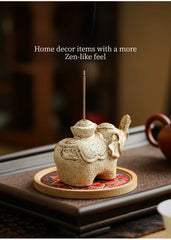 Buddha & Elephant Ceramic Incense Burner – Zen Stick/Coil Incense Holder, Tea Ceremony Decor & Meditation Gift