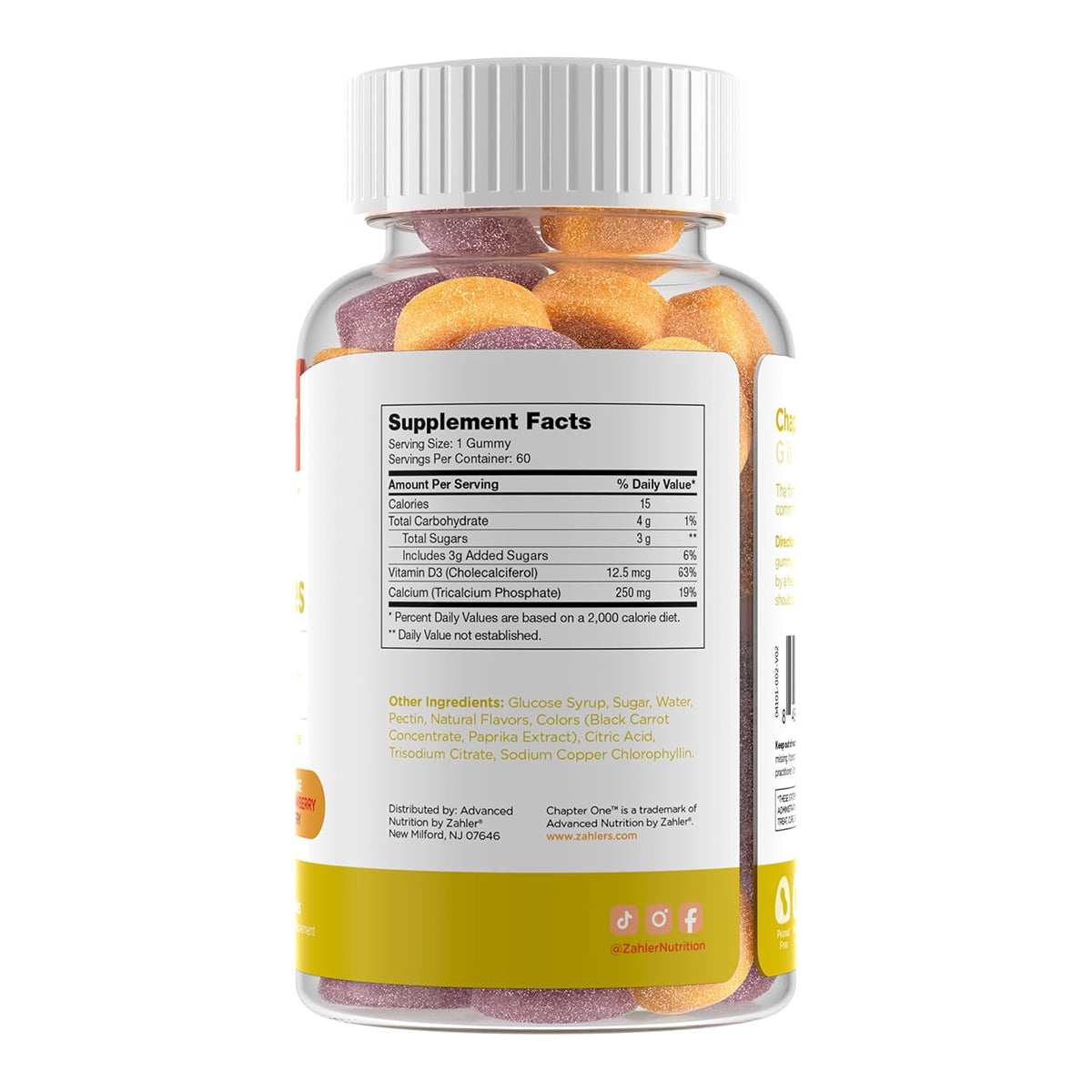 Zahler Yummy Kids Calcium Gummies 250mg Calcium Supplement with Vitamin D3 60 Count