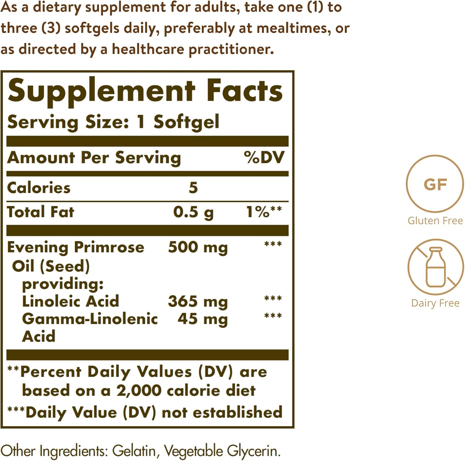 Solgar Evening Primrose Oil 500 mg, 180 Softgels - Promotes Healthy Skin & Cardiovascular Health