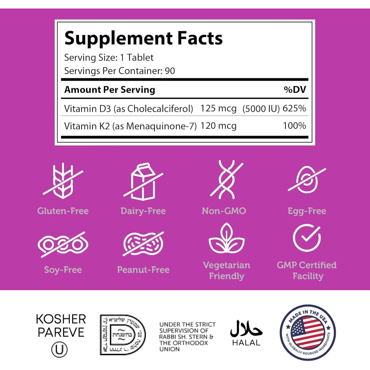 Zahler - Vitamin D3 & K2 Chewable Supplement (90 Count) for Calcium Absorption, Bone Density & Immune Support