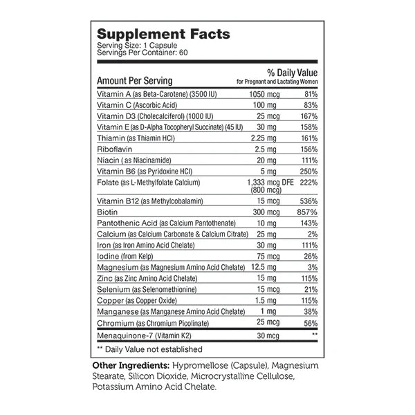 Zahler - Total One Prenatal Vitamins for Women (60 Count) Daily Multi Vitamin