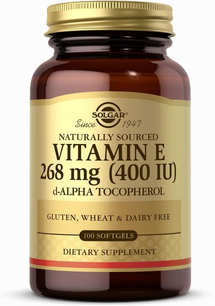Solgar Vitamin E 268 MG (400 IU) (d-Alpha Tocopherol & Mixed Tocopherols), 100 Softgels - Supports Immune System & Skin Nutrition