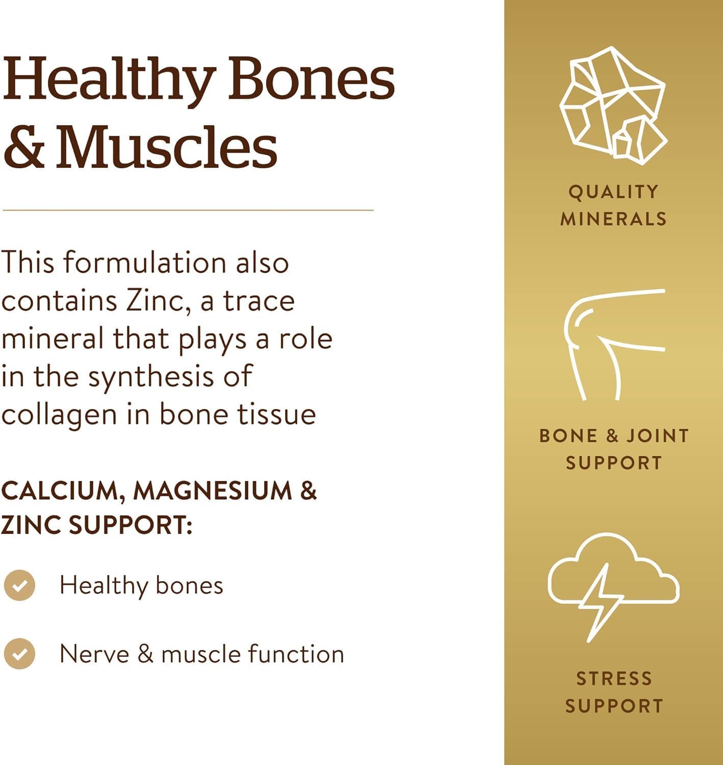 Solgar Calcium Magnesium Plus Zinc, 250 Tablets - Promotes Healthy Bones and Teeth - Supports Nerve & Muscle Function