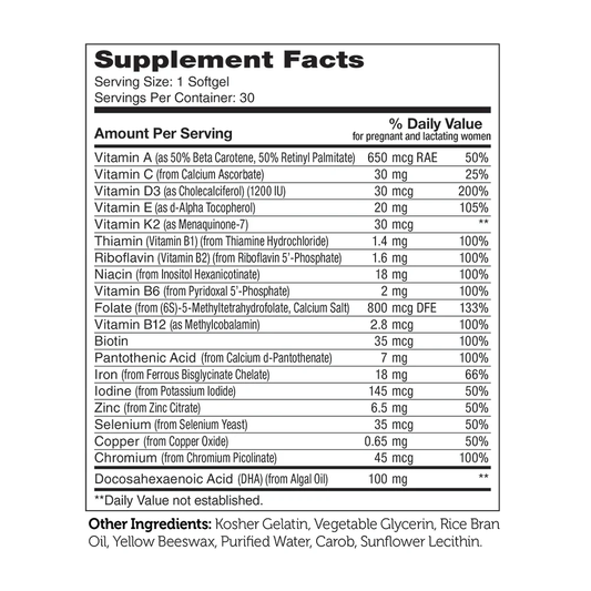 Zahler,Mighty Mini (30 Soft Capsules) High-quality Prenatal Vitamins, Once Daily Soft Capsules The Size of A Pint, Containing 800 Mcg of Methylfolate