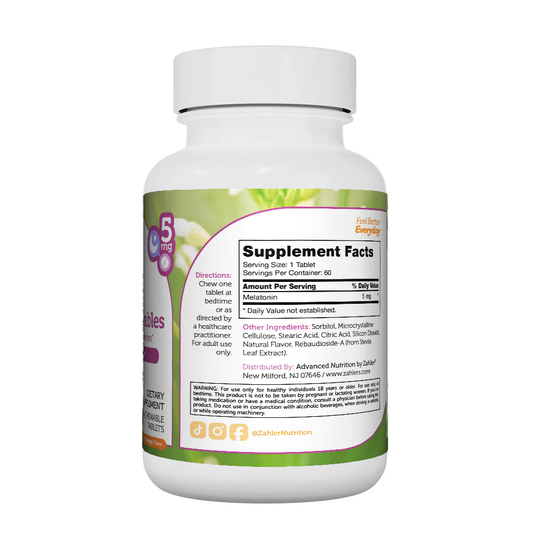 Zahler Melatonin 5mg Tablets -Delicious Orange Flavor - Supports Restful and Quality Sleep  (60 Capsules)