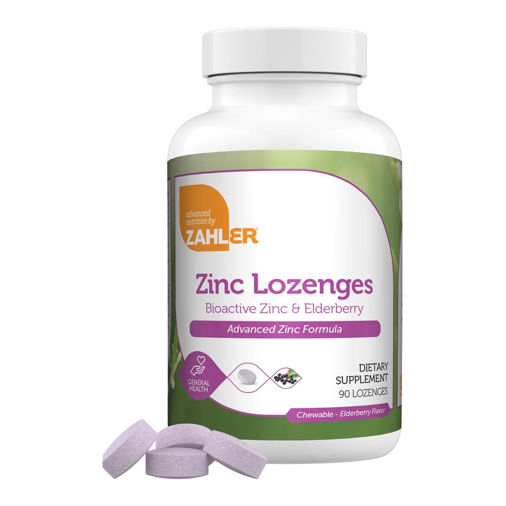 Zahler Elderberry Zinc Lozenges for Adults & Kids - Delicious Chewable Zinc & Sambucus Elderberry Lozenges for Immune Support - Kosher, Made in USA - Zinc Supplements for Men & Women (90 Count)