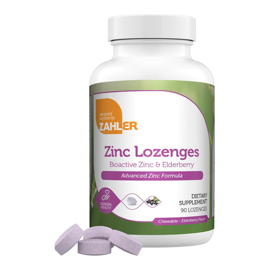 Zahler Elderberry Zinc Lozenges for Adults & Kids - Delicious Chewable Zinc & Sambucus Elderberry Lozenges for Immune Support - Kosher, Made in USA - Zinc Supplements for Men & Women (90 Count)