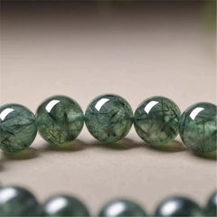 Natural Green Rutilated Quartz Bracelet – Green Phantom Crystal Beaded Bangle for Prosperity, Emotional Balance & Women's Daily Wear