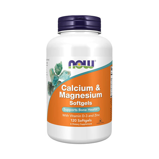 NOW Foods Supplements, Calcium & Magnesium with Vitamin D-3 and Zinc, Supports Bone Health*, 120 Softgels