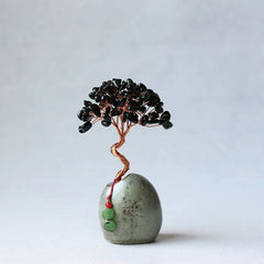 Natural Citrine Money Tree – Crystal Bonsai for Desk, Office & Tea Table Obsidian