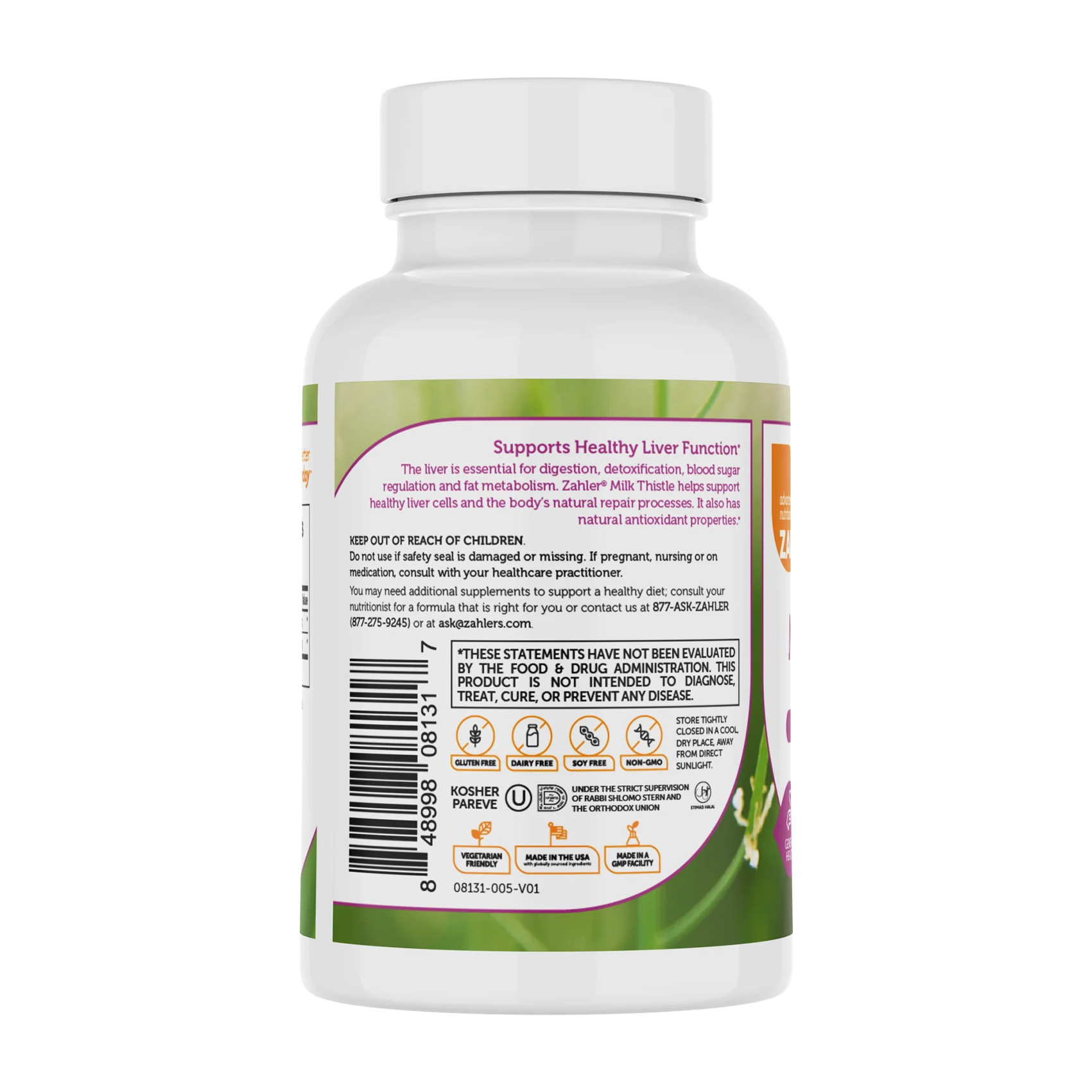 Zahler Milk Thistle Support Healthy Liver Function 60 Capsules