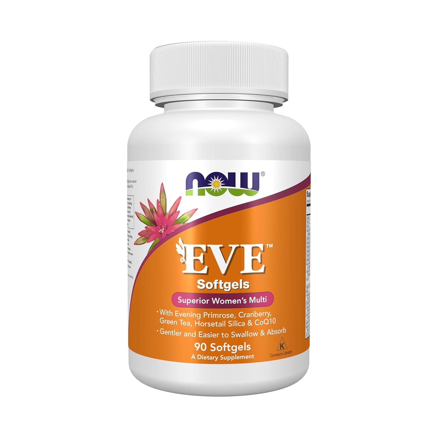 NOW Foods Supplements, Eve™ Women's Multivitamin with Evening Primrose, Cranberry, Green Tea, Horsetail Silica & CoQ10, 90 Softgels