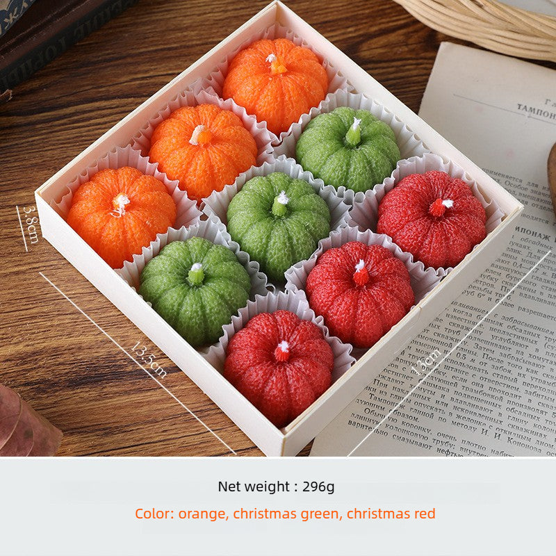 Pumpkin Scented Candle Gift Box – Faux Fruit Decor, Halloween & Thanksgiving Table Centerpiece Style 4