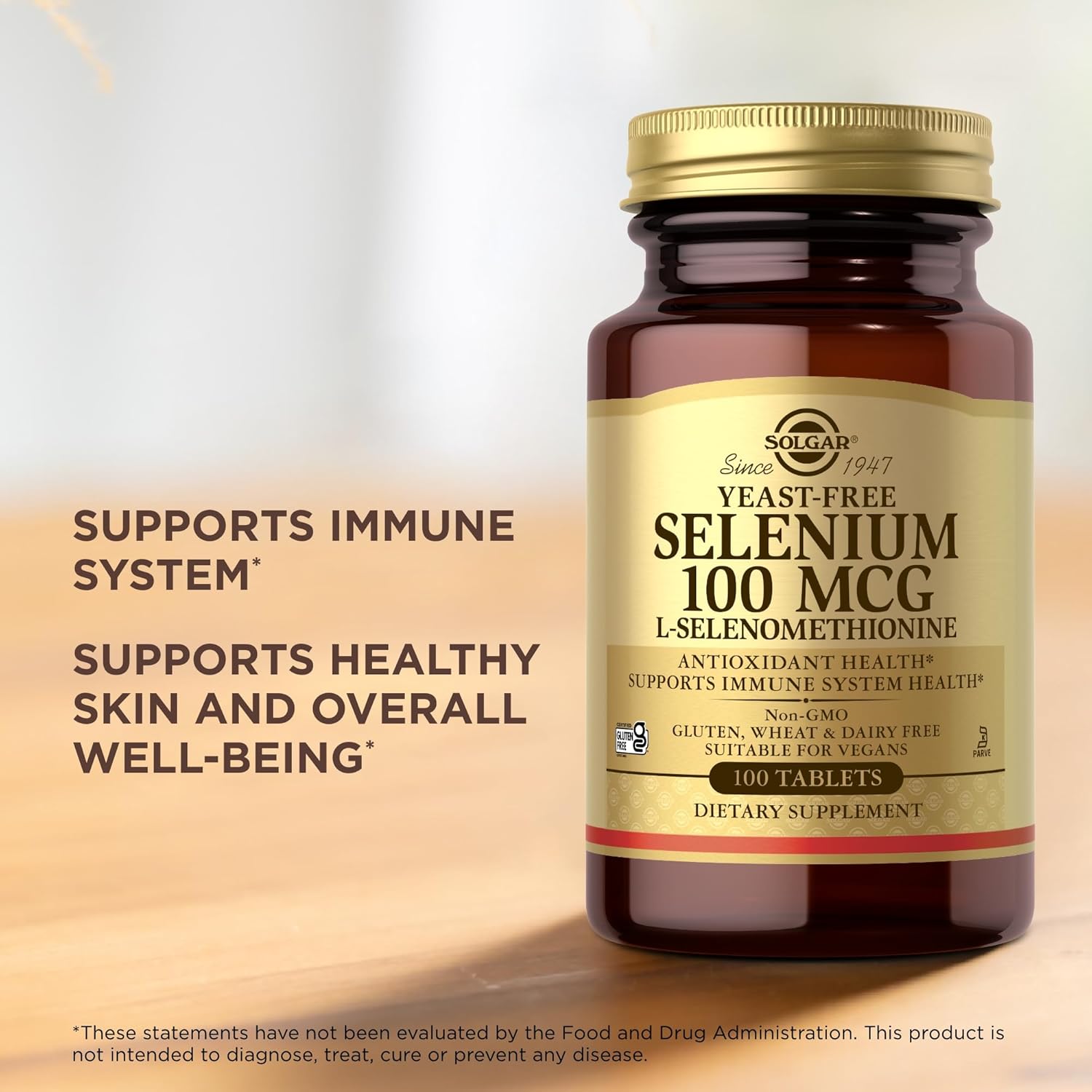 Solgar Yeast-Free Selenium 100 mcg - 100 Tablets - Supports Antioxidant & Immune System Health