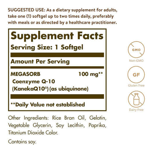 Solgar Megasorb CoQ-10 100 mg, 90 Softgels - Supports Healthy Aging 90 Servings