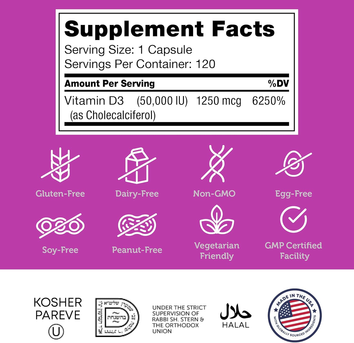 Zahler - Advanced Vitamin D3 50000 IU capsules (120 Count) Immune Support, Bone, Teeth & Muscle Health