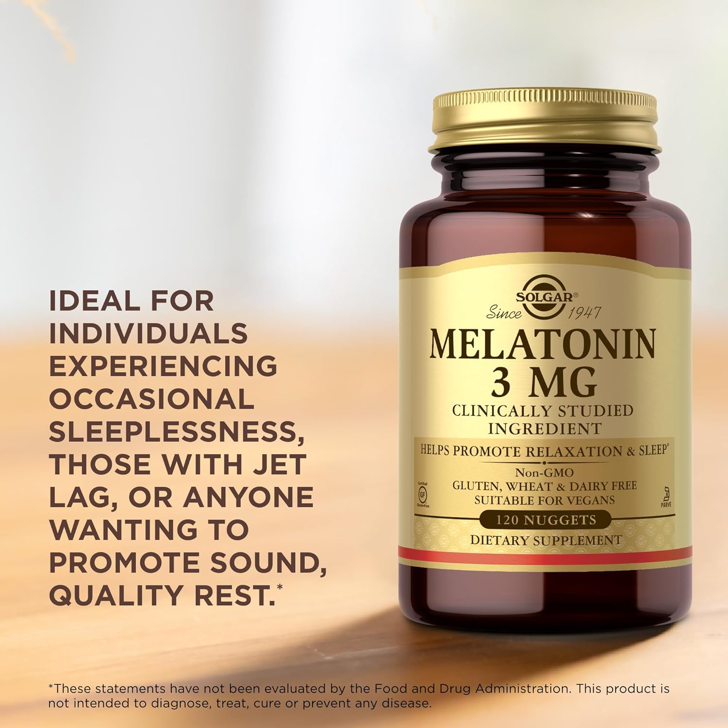 Solgar Melatonin 3 mg - 120 Nuggets - Helps Promote Relaxation & Rest