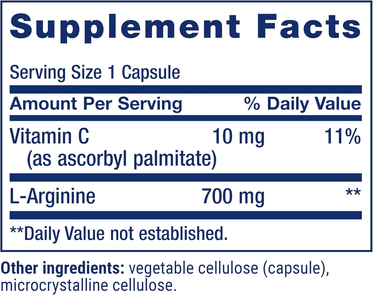 Life Extension L-Arginine Caps, 700 mg, Vitamin C & Amino Acid for Optimal arterial Health, Supports Heart & Immune Health, Healthy Tissue & Bones, 200 Capsules