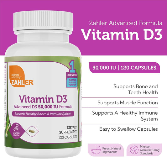 Zahler - Advanced Vitamin D3 50000 IU capsules (120 Count) Immune Support, Bone, Teeth & Muscle Health