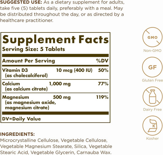 Solgar Calcium Magnesium with Vitamin D3-150 Tablets, Promotes Healthy Bones, Supports Nerve & Muscle Function