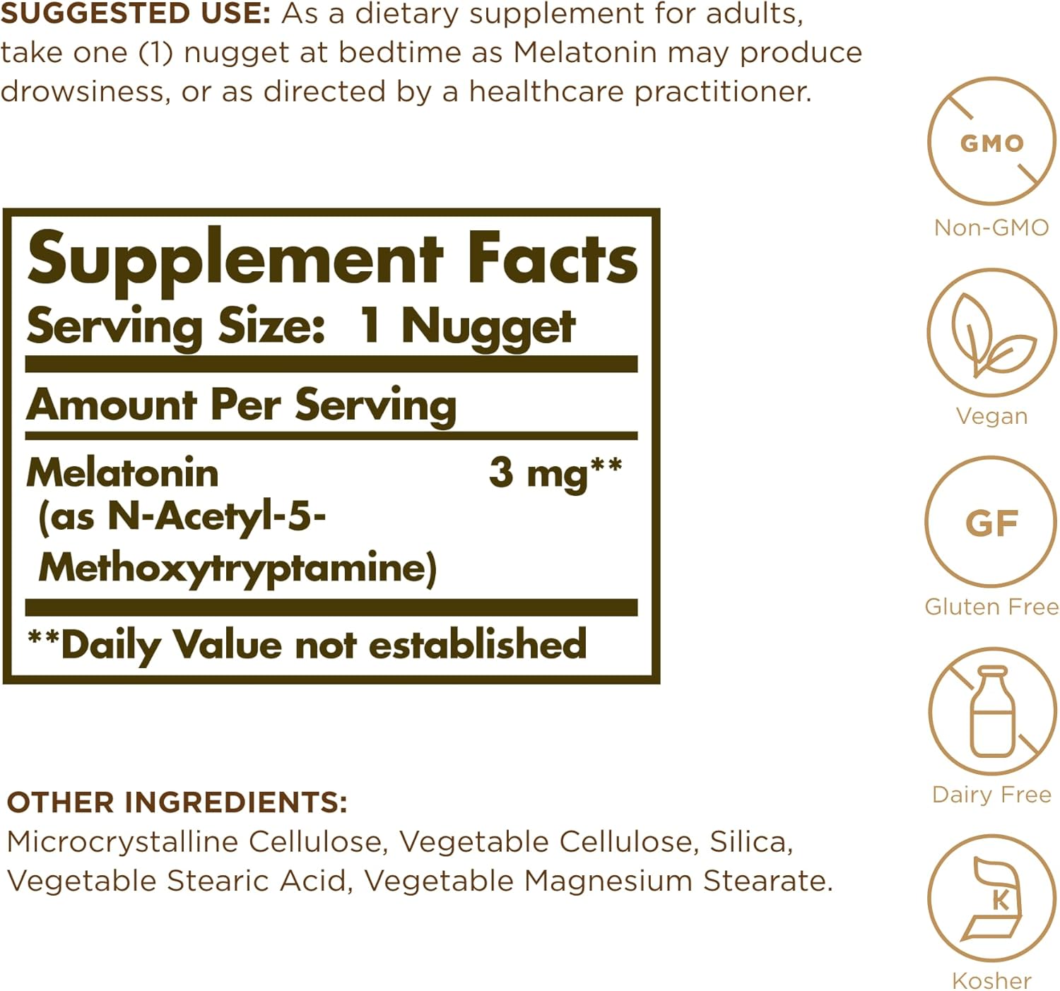 Solgar Melatonin 3 mg - 120 Nuggets - Helps Promote Relaxation & Rest