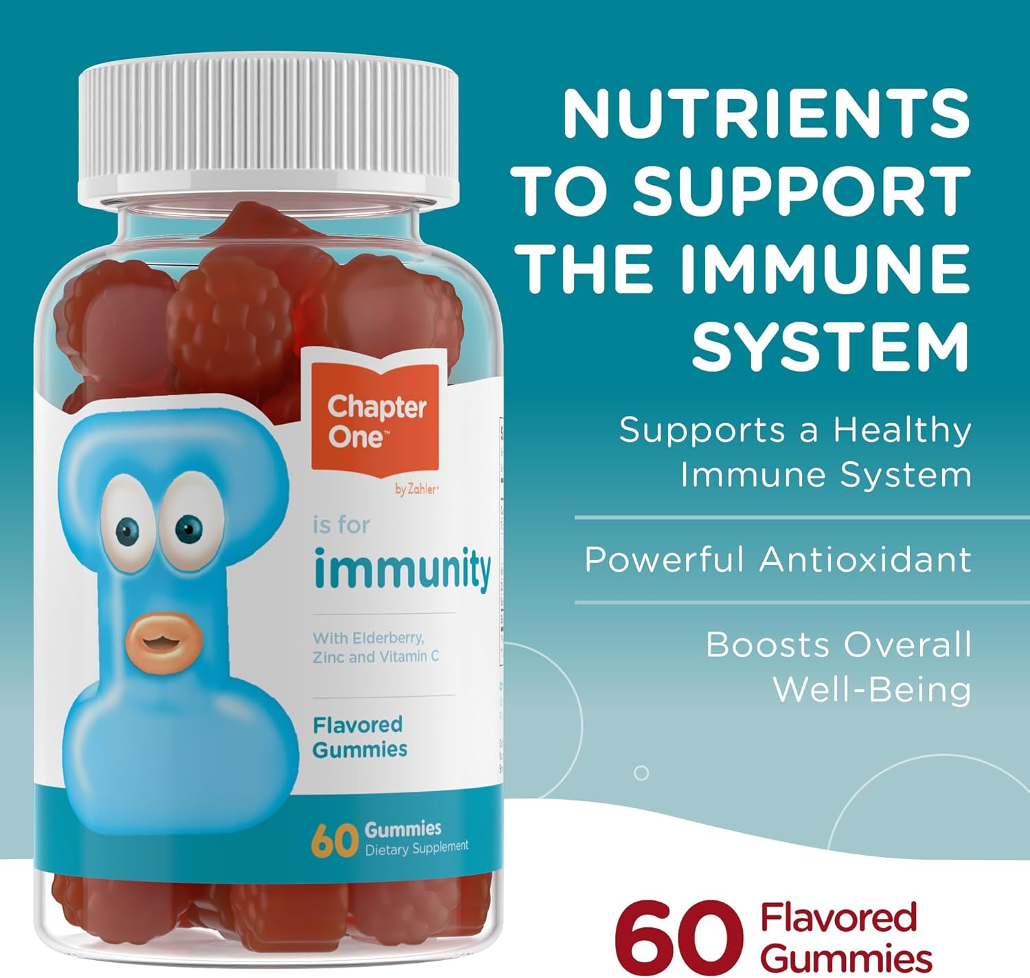 Zahler - Chapter One Immune Support Gummies for Kids & Adults with Vitamins C, Zinc & Black Elderberry (60 Flavored Gummies) Kosher - Made in USA