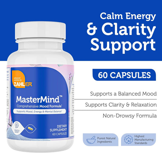 Zahler Mastermind, Comprehensive Mood Formula, Supports Mood Relaxation and Mental Balance, 60 Capsules