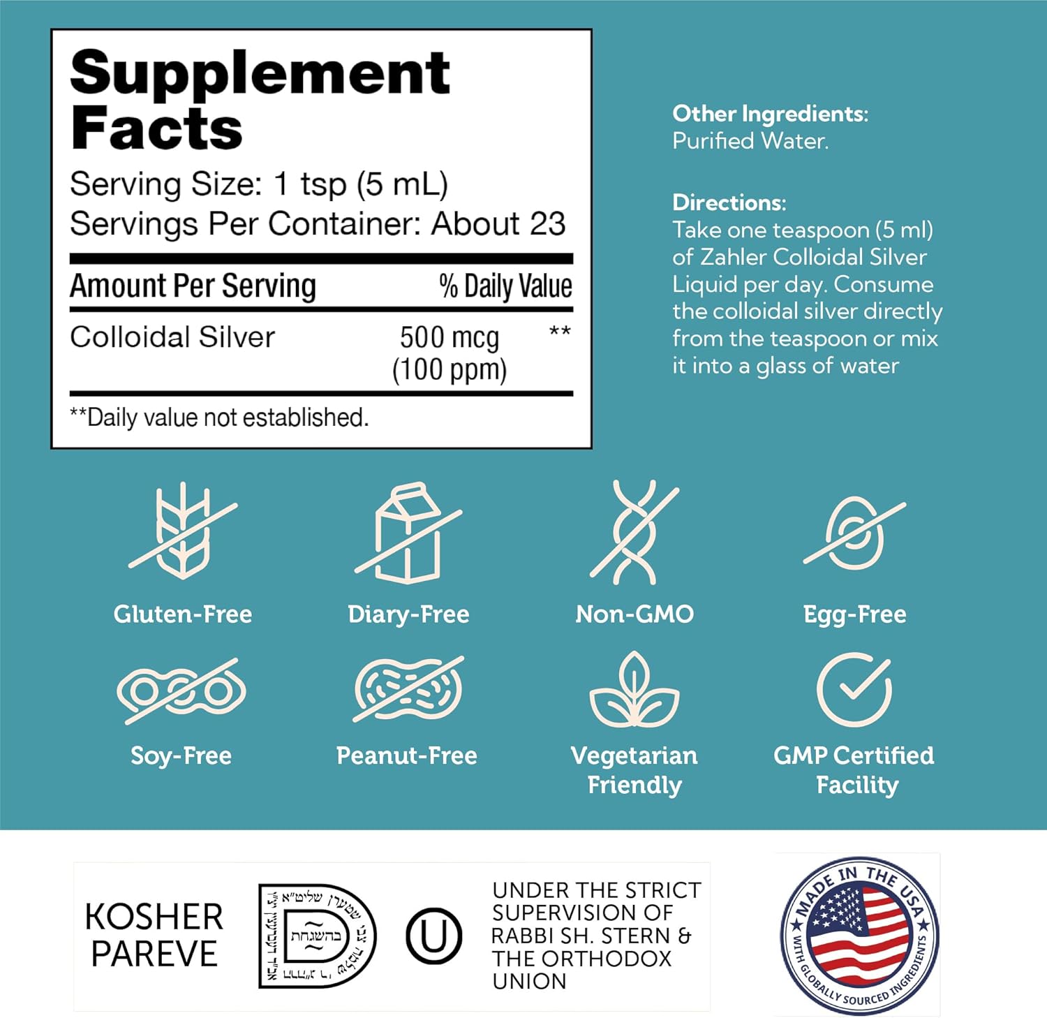 Zahler's High-Potency Colloidal Silver, Advanced Immune System Support, 4 FL OZ.