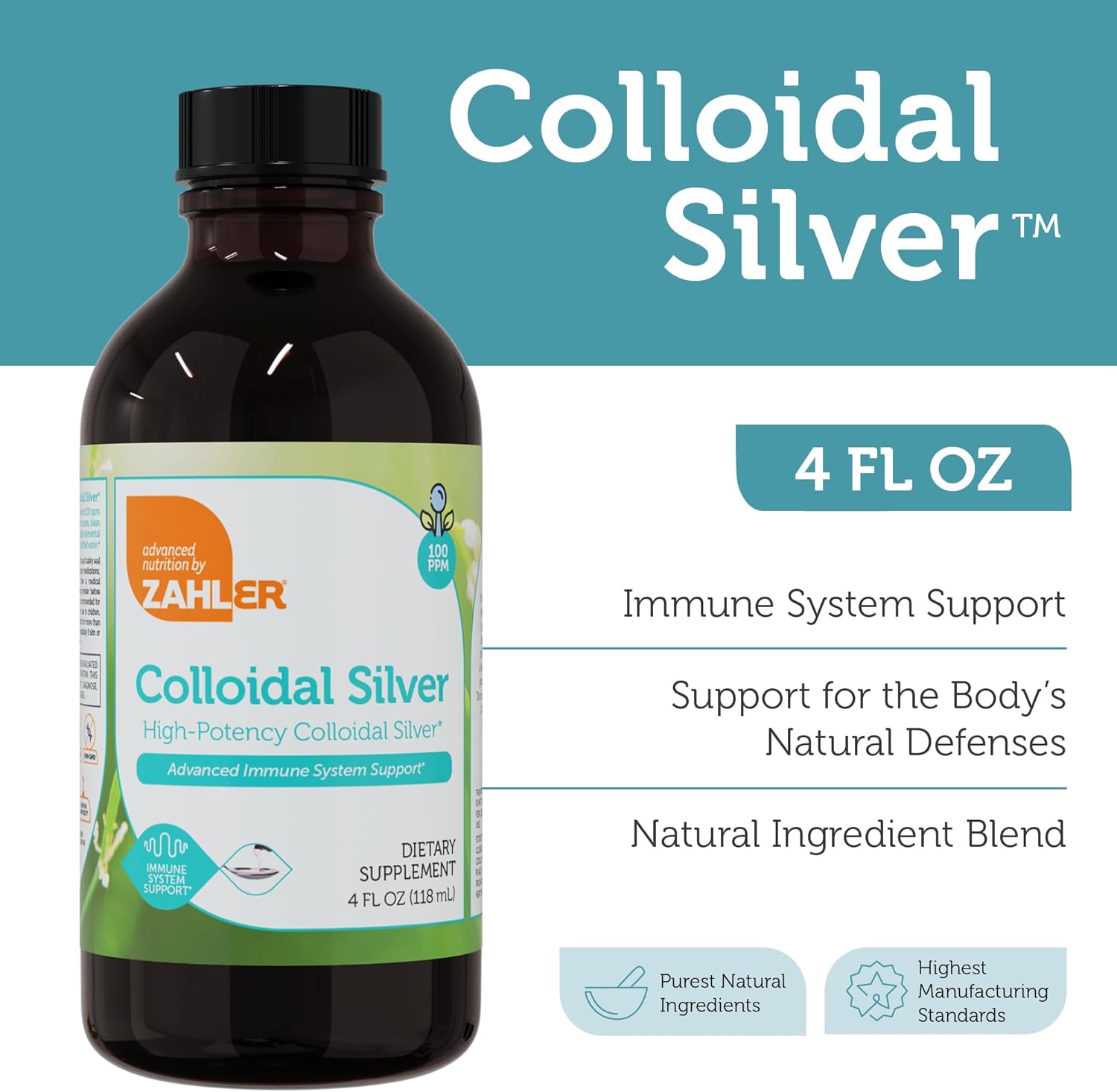 Zahler's High-Potency Colloidal Silver, Advanced Immune System Support, 4 FL OZ.