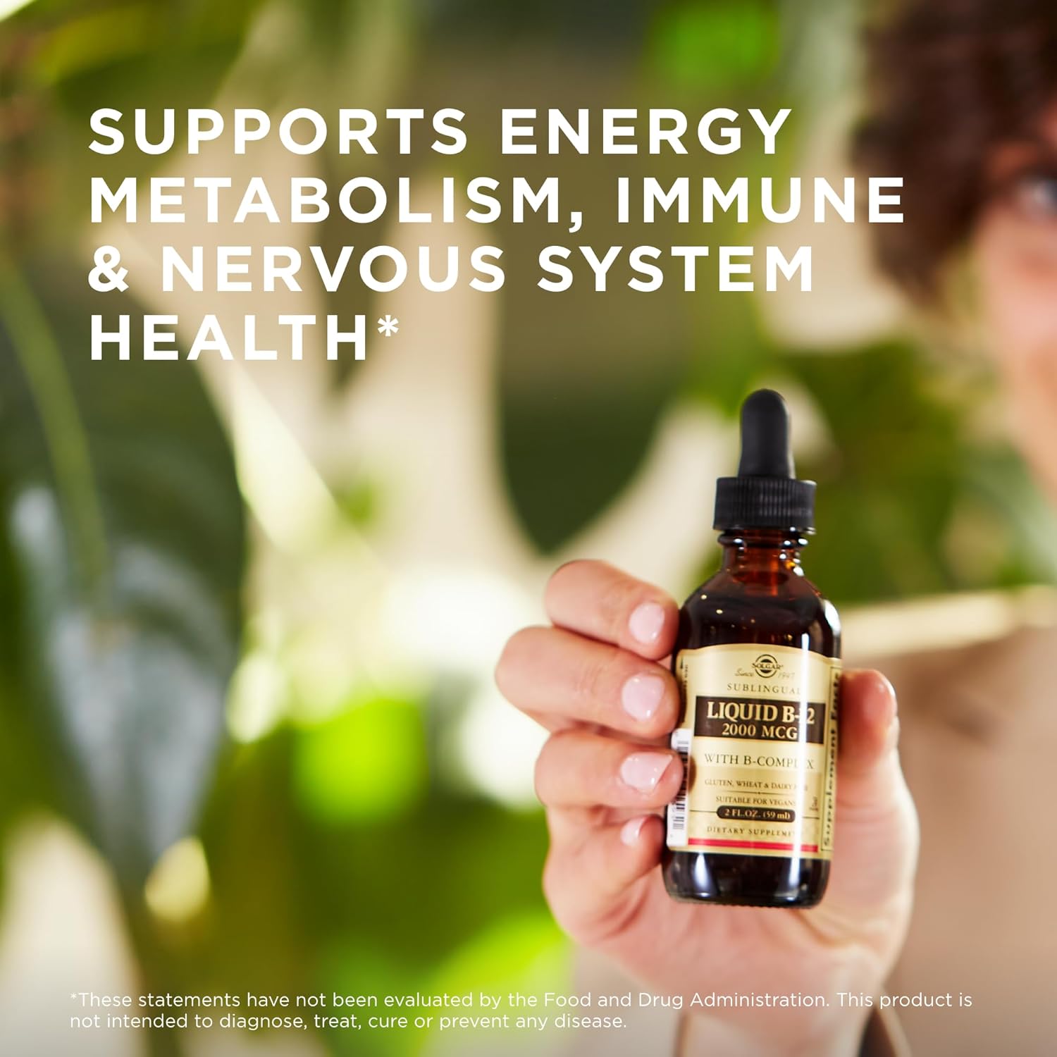 Solgar Sublingual Liquid B-12 2000 mcg with B-Complex - 2 fl oz - Supports Production of Energy, Red Blood Cells, Healthy Nervous System & Heart Health