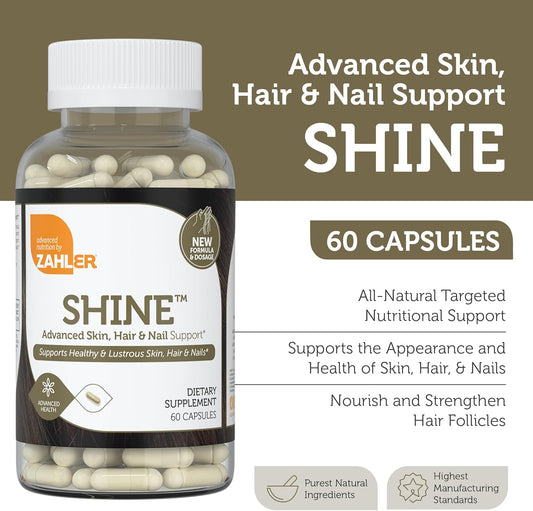Zahler Shine Hair Skin and Nails Vitamins for Women & Men - Multivitamin for Hair Growth, Stronger Nails and Skin Health (60 Capsules)