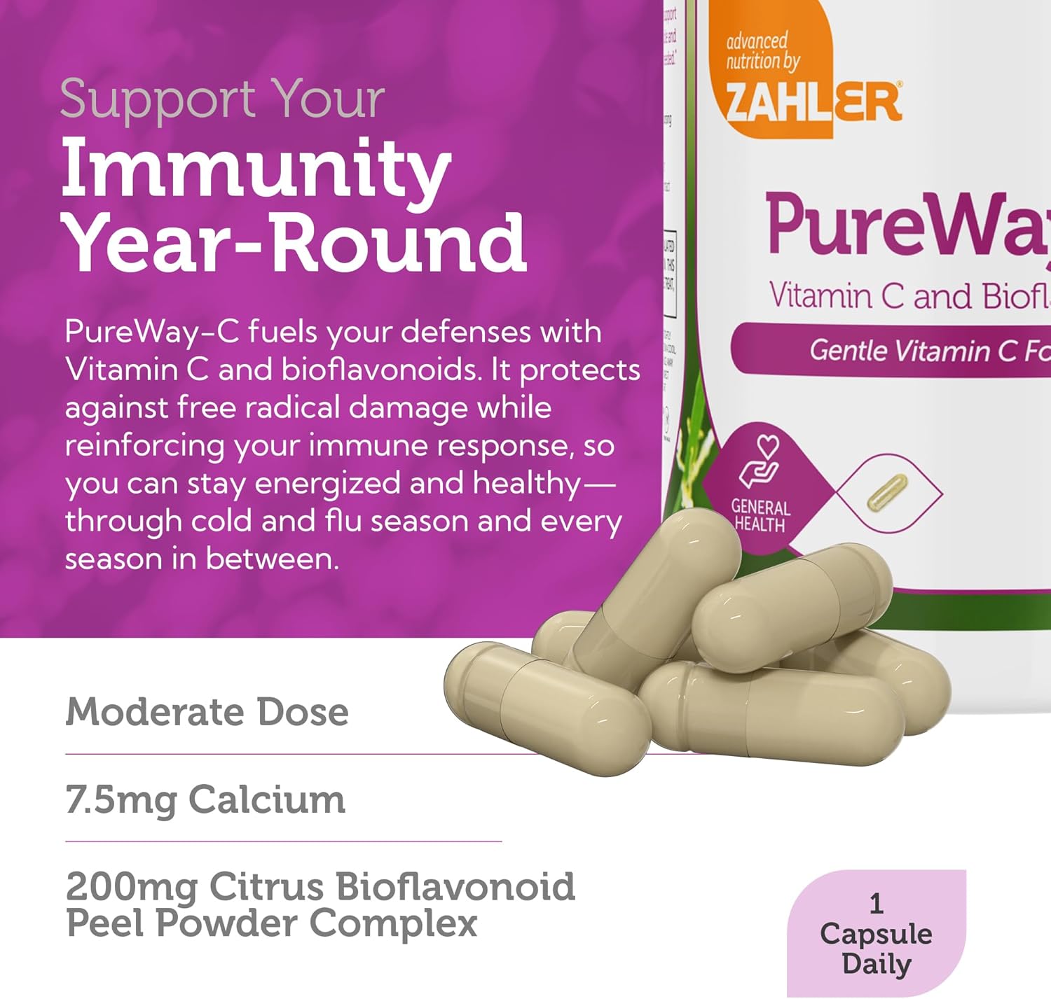 Zahler Vitamin C 500mg - Bioflavonoids - Gentle on Stomach - Immune Support (250 Count)