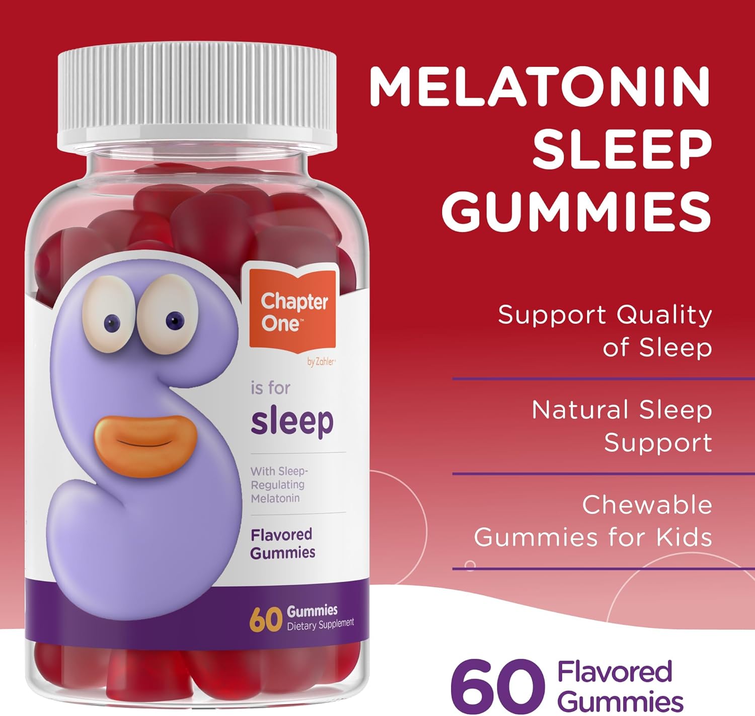 Zahler - Chapter One Sleep Melatonin Gummies for Kids & Adults (60 Flavored Gummies) 2.5 mg