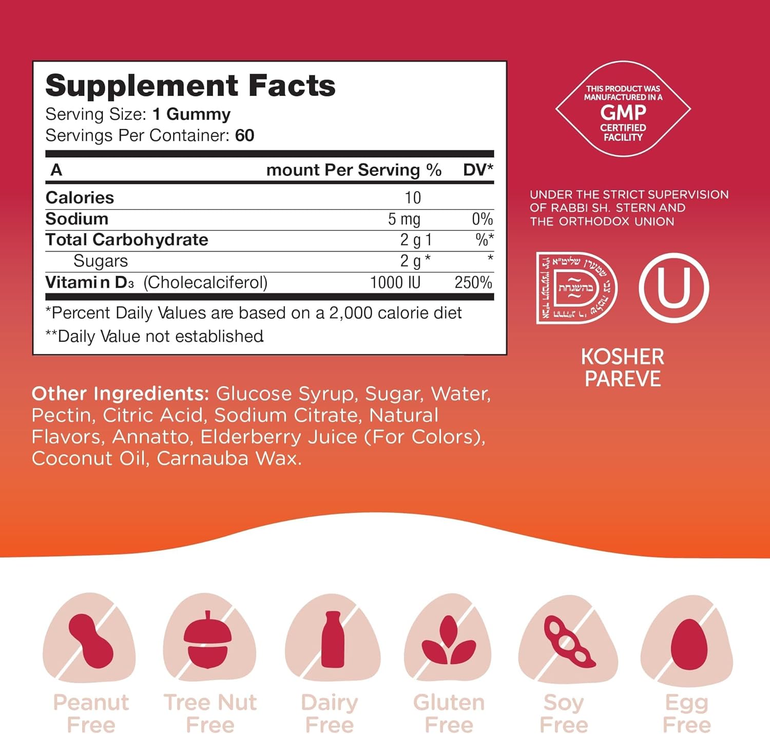 Zahler - Chapter One Vitamin D3 1000 IU Gummies for Kids & Adults (60 Count) - Certified Kosher