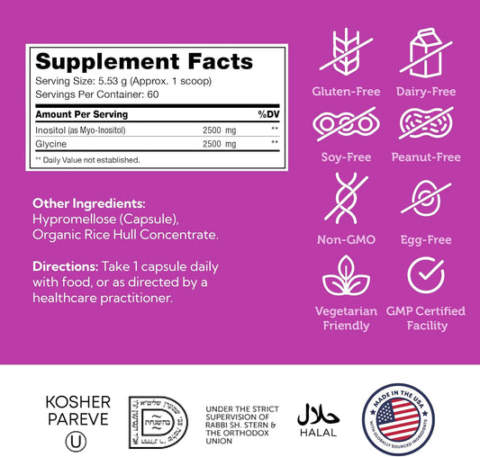 Zahler Inositol Supplement Capsules 1000mg - Mood & Nervous System Support Supplements for Women - Hormone Balance & Healthy Ovarian Function -120 Count