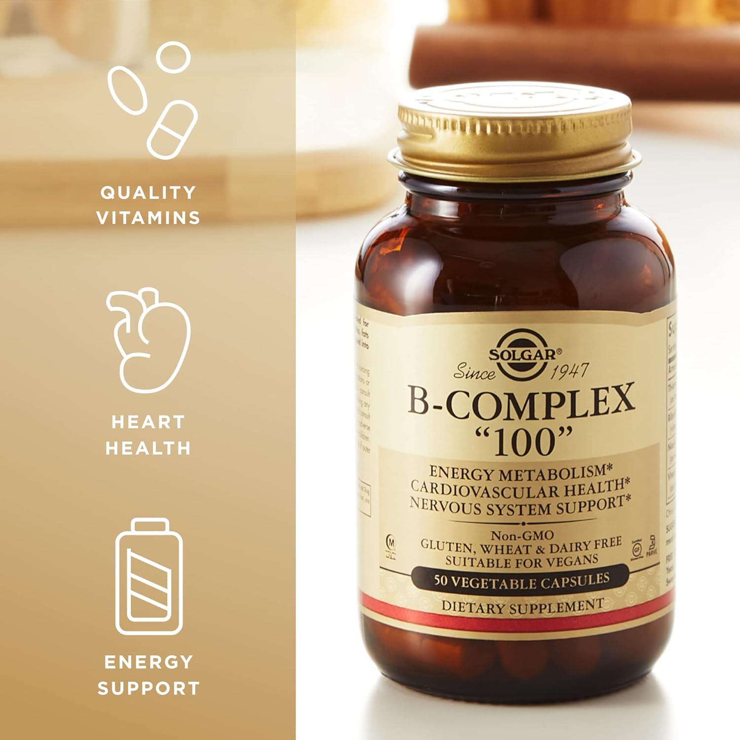 SOLGAR B-Complex 100" - 100 Tablets - Energy Metabolism, Cardiovascular Health, Nervous System Support