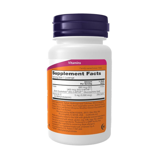 NOW Foods Supplements, Methyl B-12 (Methylcobalamin) 5,000 mcg, Nervous System Health*, 60 Lozenges