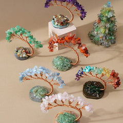 Natural Gemstone Money Tree – 6 Colors (Amethyst/Aquamarine/Agate etc.) Feng Shui Desk Ornament